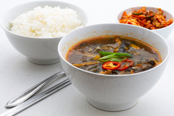 Soybean Paste Soup with Dried Radish Leaves