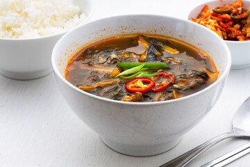 Soybean Paste Soup with Dried Radish Leaves