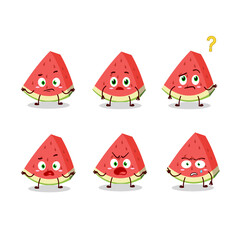 Cartoon character of slash of watermelon with what expression