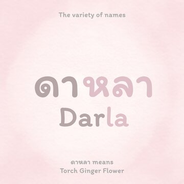 Your name in Thai, Darla.
Meaning in Thai name is Torch Ginger Flower.