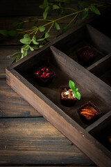 Assorted handmade chocolates with a variety of handmade fillings