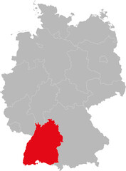 Baden-Württemberg state isolated on Germany map. Business concepts and backgrounds.