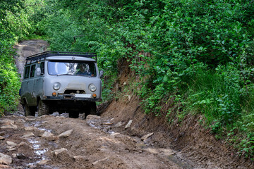 Naklejka premium all terrain vehicle for off road mountain driving