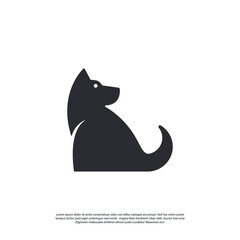 abstract logo of a dog sitting, with a minimalist modern style