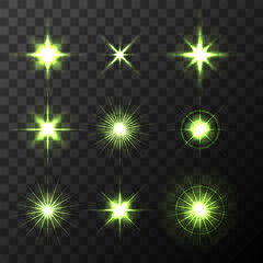 Light Glow Flare Stars Effect Set vector stock illustration