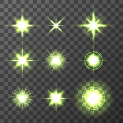 Light Glow Flare Stars Effect Set vector stock illustration