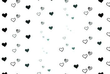 Light Green vector backdrop with sweet hearts.