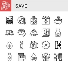 save simple icons set