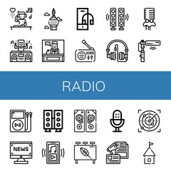 radio simple icons set