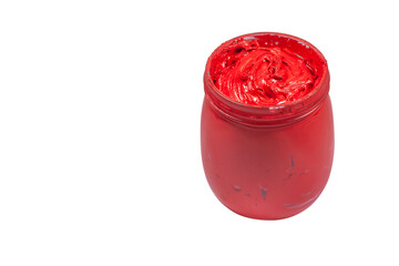 red of plastisol ink with clipping path. screen printing ink for print on tee shirts and fabric .