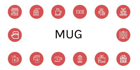 mug simple icons set