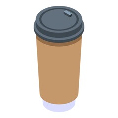 Plastic coffee cup icon. Isometric of plastic coffee cup vector icon for web design isolated on white background