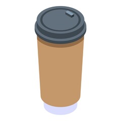 Plastic coffee cup icon. Isometric of plastic coffee cup vector icon for web design isolated on white background