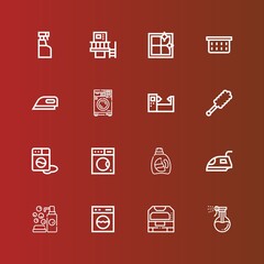 Editable 16 laundry icons for web and mobile