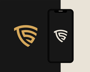 Letter T S logo design. creative minimal monochrome monogram symbol. Universal elegant vector emblem. Premium business logotype. Graphic alphabet symbol for corporate identity