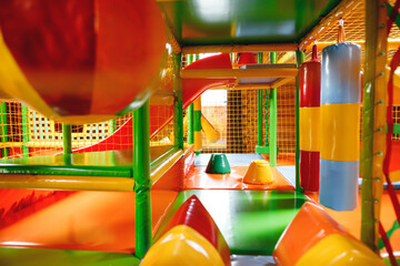 Close up modern inflatable playground for children indoor