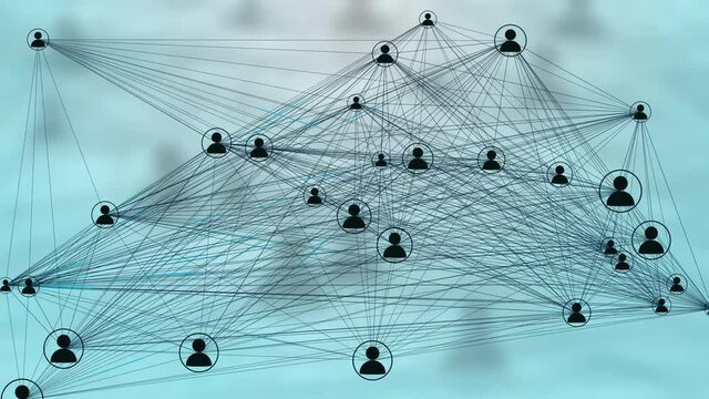 Users Connected in a Decentralized Network, P2P Technology. Concept for Peer to Peer Connections such as Cloud Computing, Storage, Smart Contracts, File Sharing.