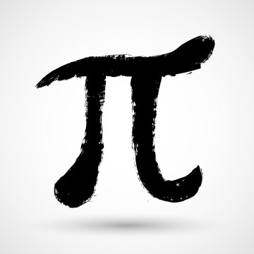 Pi symbol hand drawn icon, Grunge calligraphic mathematical sign, vector illustration. Doodle pictogram with pi symbol.