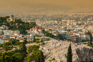 Obraz premium Golden View over Athens from Acropolis