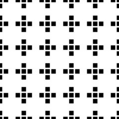 Vector seamless pattern. Black squares making crosses geometrical backdrop. Cross background motif. Digital paper geometric wallpaper, textile print, web design. 