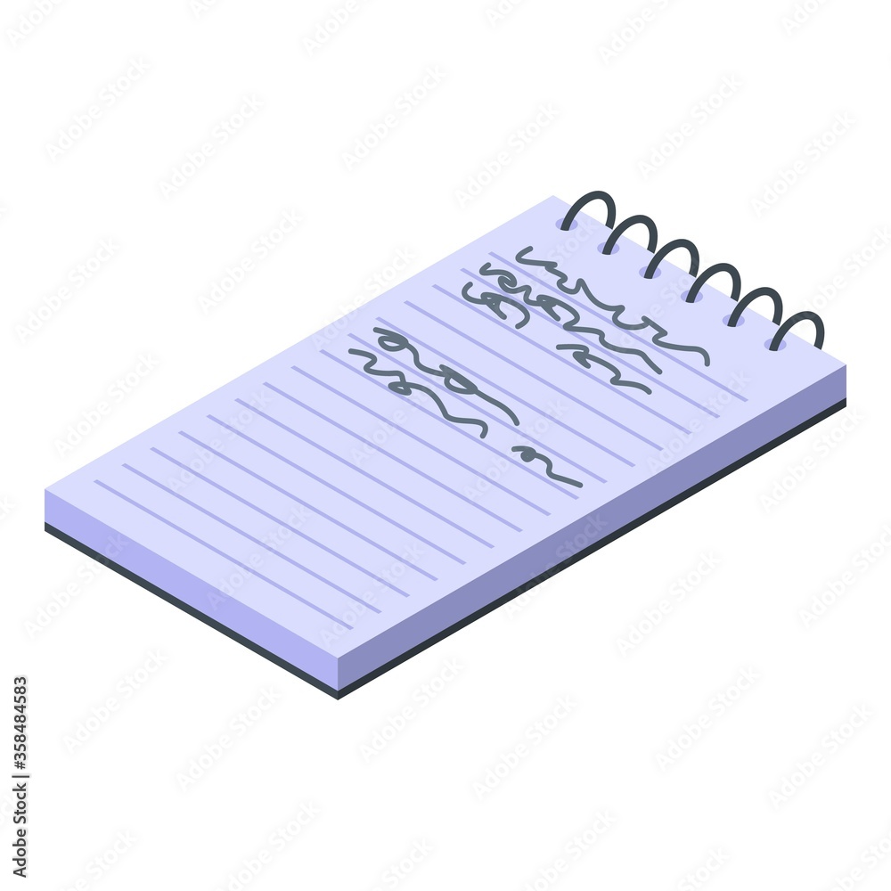 Poster foreign language notepad icon. isometric of foreign language notepad vector icon for web design isol