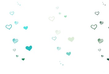 Light Blue, Green vector texture with lovely hearts.