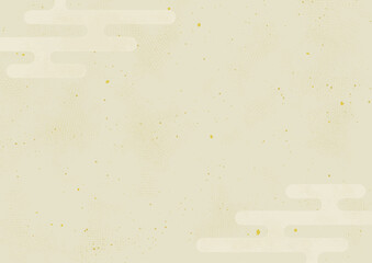 雲フレーム付きの和紙背景イラスト