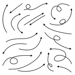 Set of hand drawn arrows doodle design elements 