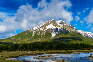 It's Beautiful mountain with snow of Ushuaia, province of Tierra