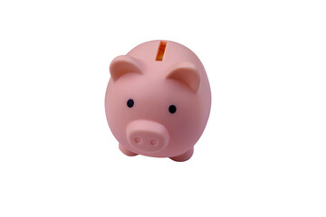 Pink piggy bank isolated on white background