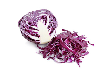 Obraz premium Red cabbage vegetable sliced isolated on white background