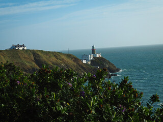 Fototapeta na wymiar Baily lighthouse in Ireland near Dublin, peninsula sea