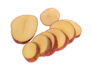 Sliced potatoes isolated on white background