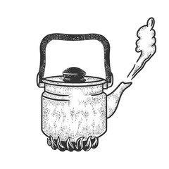 boiling kettle sketch raster illustration