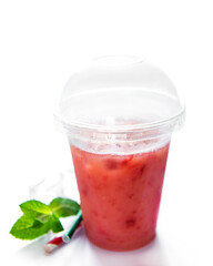 Fototapeta na wymiar Refreshing summer drink with strawberry