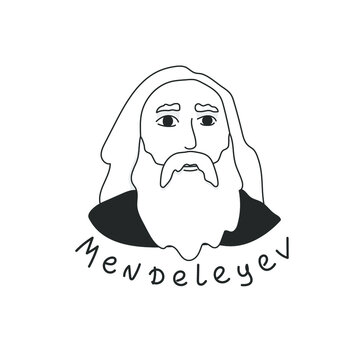 Linear portrait of the scientist Mendeleyev.