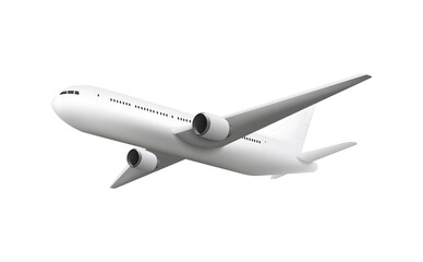 Realistic airplane flying overhead, jet aircraft mockup with blank fuselage