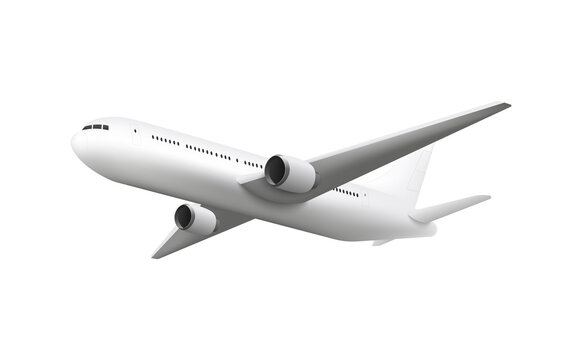 Realistic Airplane Flying Overhead, Jet Aircraft Mockup With Blank Fuselage