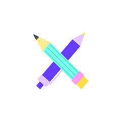 Crossed art tools. Logo for schools, studios, companies.
