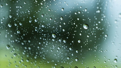 Drops of water on the glass. Macro shooting. Texture. No people. 