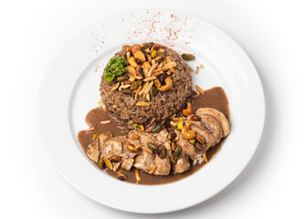 Oriental Rice with Chicken and Beef .