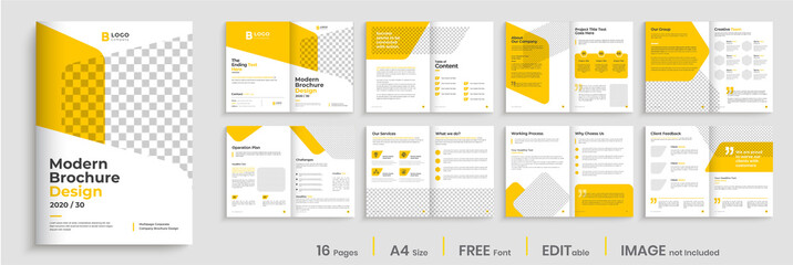 Corporate multipage brochure template layout design, minimalist multipage business brochure design.
