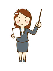 講義をする女性のイラストA