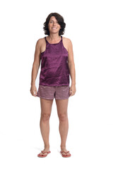 front view of summer short pajamas on white background