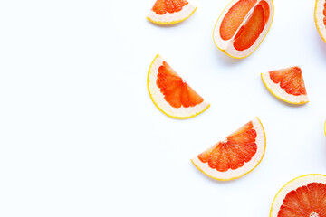 High vitamin C. Juicy grapefruit on white.