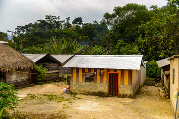 Nature and houses of the one of the maya villages in Chiapas state of Mexico.