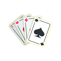 Cards flat style isolated on white. gambling object concept vector for your design work, presentation, website or others.