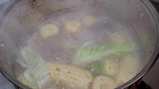 Boiling Beef Filipino Bulalo Soup