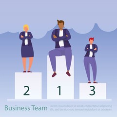 Flat leader team success. Business idea concept. Office business concept. Female symbol. Successful business team. Goal achievement. Teamwork concept. Concept business flat.