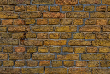 Shabby Building Facade. Background for design. Vintage Old Brick Wall Texture. Grunge  Stonewall Background.